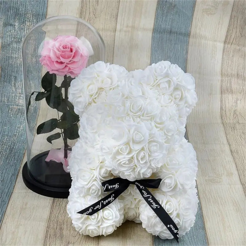 Teddybeer gemaakt van rozen, Rose Teddy Wit